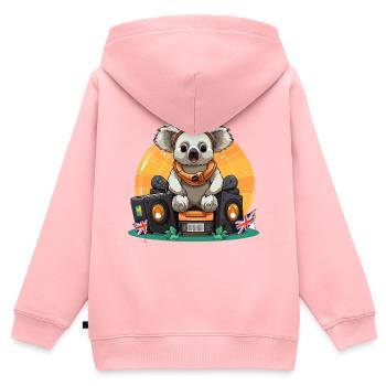 Koala DJ Boombox RetroVibe - Kinder Premium Organic Zip Hoodie - Rosa - Hinten - AI Model Kid Female (0cm)