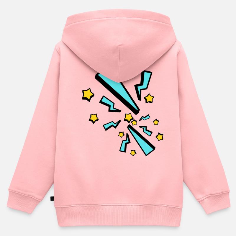 éclair  - Sweat Premium à capuche zippé enfant bio - rose