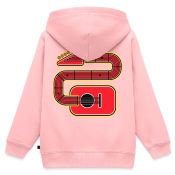 Rote Abstract Shape Gitarre - Kinder Premium Organic Zip Hoodie - Rosa - Hinten - AI Model Kid Female (0cm)