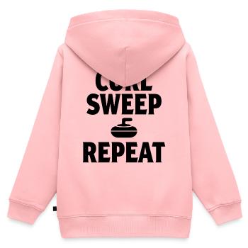 Curl Sweep Repeat Curling Sport Eissport - Kinder Premium Organic Zip Hoodie - Rosa - Hinten - AI Model Kid Female (0cm)