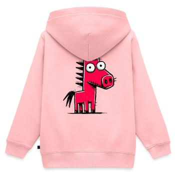 Coloré Griffonnage de Poney - Sweat Premium à capuche zippé enfant bio - rose - Dos - AI Model Kid Female (0cm)