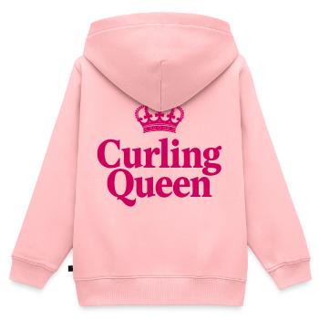 Reine du Curling - La Reine sur la glace - Sweat Premium à capuche zippé enfant bio - rose - Dos - AI Model Kid Female (0cm)