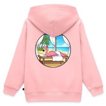 Spa de plage Flamants Oiseaux Relaxant Art - Sweat Premium à capuche zippé enfant bio - rose - Dos - AI Model Kid Female (0cm)