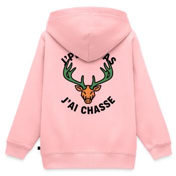 Green and orange neon deer head - Kids Premium Organic Zip-up Hoodie - rose - Back - AI Model Kid Female (0cm)