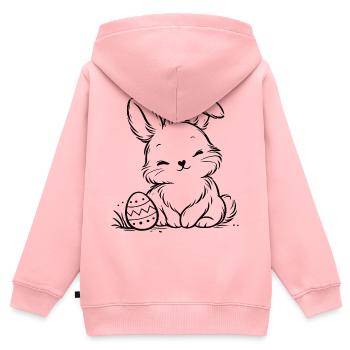 Osterhäschen mit Osterei - Kinder Premium Organic Zip Hoodie - Rosa - Hinten - AI Model Kid Female (0cm)