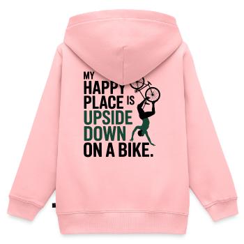 Mes pédales, mon art - Sweat Premium à capuche zippé enfant bio - rose - Dos - AI Model Kid Female (0cm)