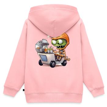 Camionneur de snacks extraterrestres - Sweat Premium à capuche zippé enfant bio - rose - Dos - AI Model Kid Female (0cm)