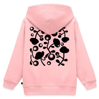 Pivoines abstraites L noires transparentes - Sweat Premium à capuche zippé enfant bio - rose - Dos - AI Model Kid Female (0cm)