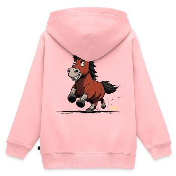 Rennendes Pony Karikatur - Kinder Premium Organic Zip Hoodie - Rosa - Hinten - AI Model Kid Female (0cm)