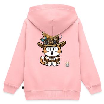 Cat Explorer Steampunk Zylinder-Brille - Kinder Premium Organic Zip Hoodie - Rosa - Hinten - AI Model Kid Female (0cm)