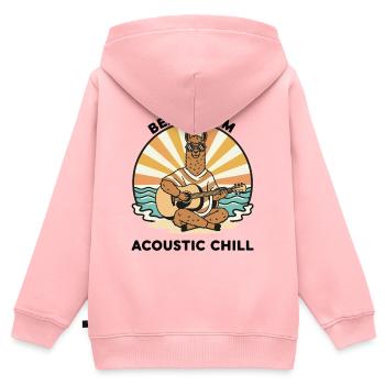Llama Beach Bum Acoustic Chill Guitar - Kids Premium Organic Zip-up Hoodie - rose - Back - AI Model Kid Female (0cm)