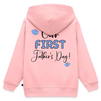 Erster Vatertags-Baby - Kinder Premium Organic Zip Hoodie - Rosa - Hinten - AI Model Kid Female (0cm)