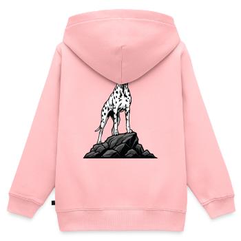 Chien Dalmatien sur Rocher Portrait Tacheté Noir - Sweat Premium à capuche zippé enfant bio - rose - Dos - AI Model Kid Female (0cm)
