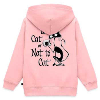 « À chat ou pas à chat » Mème drôle de Hamlet à chat - Sweat Premium à capuche zippé enfant bio - rose - Dos - AI Model Kid Female (0cm)