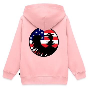 Adlerflagge USA Silhouette - Kinder Premium Organic Zip Hoodie - Rosa - Hinten - AI Model Kid Female (0cm)