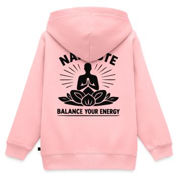 Namaste Balance Your Energy Yoga Meditation - Kinder Premium Organic Zip Hoodie - Rosa - Hinten - AI Model Kid Female (0cm)