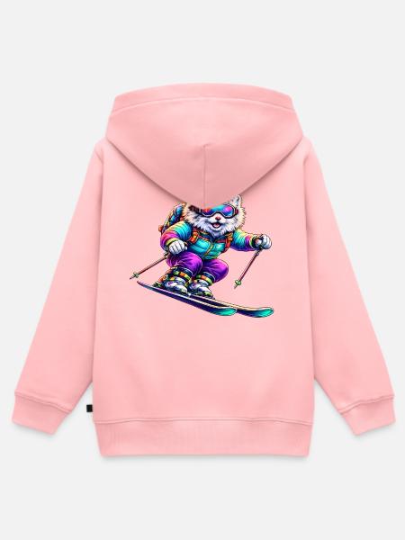 Neon Skihund Wintersporttier - Kinder Premium Organic Zip Hoodie - Rosa