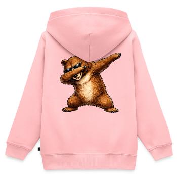 Dabbing Braunbär - Kinder Premium Organic Zip Hoodie - Rosa - Hinten - AI Model Kid Female (0cm)