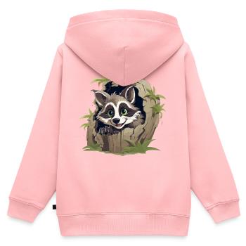 Playful raccoon in tree hollow - Kids Premium Organic Zip-up Hoodie - rose - Back - AI Model Kid Female (0cm)