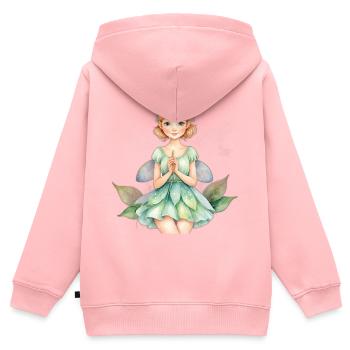 La Fille des Fées à la Lumière des Bougies - Sweat Premium à capuche zippé enfant bio - rose - Dos - AI Model Kid Female (0cm)