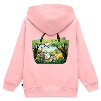 Jungle-Tierwelt Stofftasche - Kinder Premium Organic Zip Hoodie - Rosa - Hinten - AI Model Kid Female (0cm)