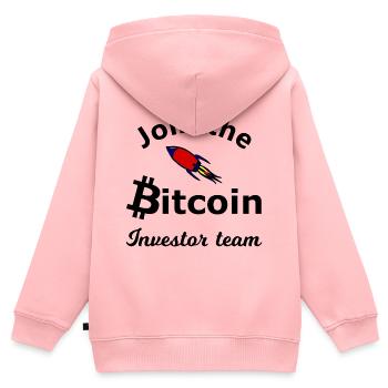 Le bitcoin s’envole vers la lune - Sweat Premium à capuche zippé enfant bio - rose - Dos - AI Model Kid Female (0cm)