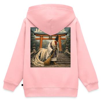 Japanisches Onagadori Shinto-Mönch-Design - Kinder Premium Organic Zip Hoodie - Rosa - Hinten - AI Model Kid Female (0cm)