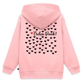 Dankbarkeit Vielen Dank Herzen - Kinder Premium Organic Zip Hoodie - Rosa - Hinten - AI Model Kid Female (0cm)