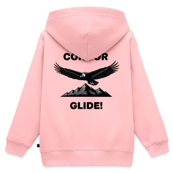 Condor des Andes Vol Glide Condor Noir - Sweat Premium à capuche zippé enfant bio - rose - Dos - AI Model Kid Female (0cm)