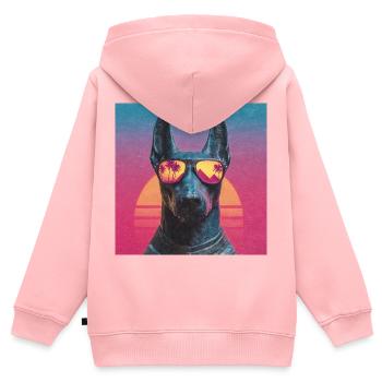 Anubis Synthwave - Dieu en vacances - Sweat Premium à capuche zippé enfant bio - rose - Dos - AI Model Kid Female (0cm)