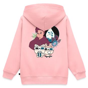 Kawaii Filmabend & besondere Brillen - Kinder Premium Organic Zip Hoodie - Rosa - Hinten - AI Model Kid Female (0cm)