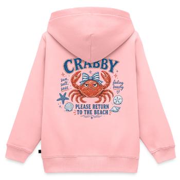 Krabbe - If Crabby – Please Return to the Beach - Kinder Premium Organic Zip Hoodie - Rosa - Hinten - AI Model Kid Female (0cm)