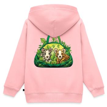 Kuschelbande im Dschungelkorb - Kinder Premium Organic Zip Hoodie - Rosa - Hinten - AI Model Kid Female (0cm)
