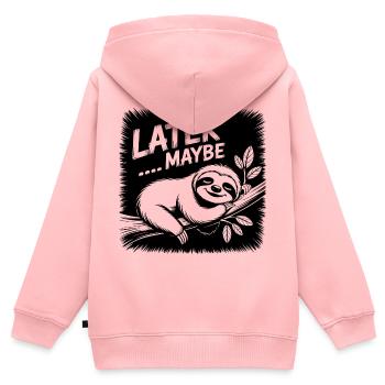 Funny sloth - maybe later - Kids Premium Organic Zip-up Hoodie - rose - Back - AI Model Kid Female (0cm)