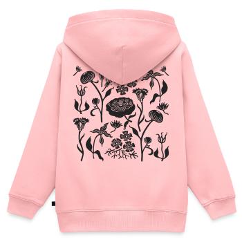 Pivoines pour toujours L Pivoines botaniques L noires - Sweat Premium à capuche zippé enfant bio - rose - Dos - AI Model Kid Female (0cm)