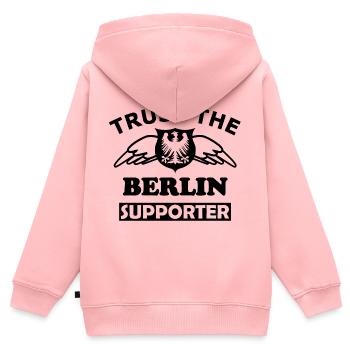 Berlin Text Design White - Kids Premium Organic Zip-up Hoodie - rose - Back - AI Model Kid Female (0cm)