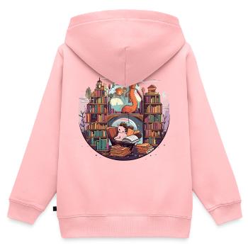 Dragon Library Reading Room Adventure - Kids Premium Organic Zip-up Hoodie - rose - Back - AI Model Kid Female (0cm)