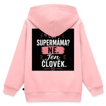 Supermama? Nein. Nur Mensch. - Kinder Premium Organic Zip Hoodie - Rosa - Hinten - AI Model Kid Female (0cm)