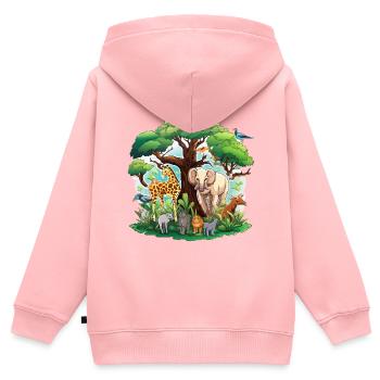 Savannen Tierwelt Rundbild - Kinder Premium Organic Zip Hoodie - Rosa - Hinten - AI Model Kid Female (0cm)