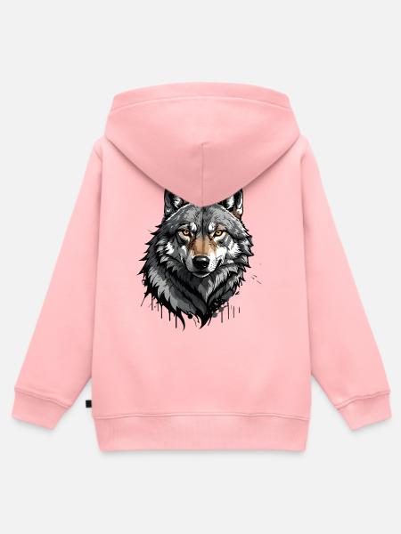 Wolf - Kinder Premium Organic Zip Hoodie - Rosa