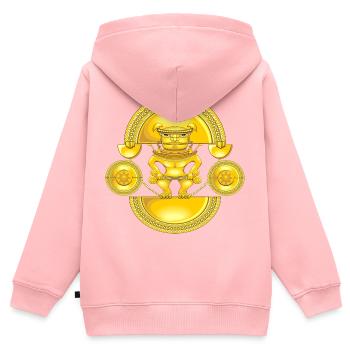 Le chaman doré - Sweat Premium à capuche zippé enfant bio - rose - Dos - AI Model Kid Female (0cm)
