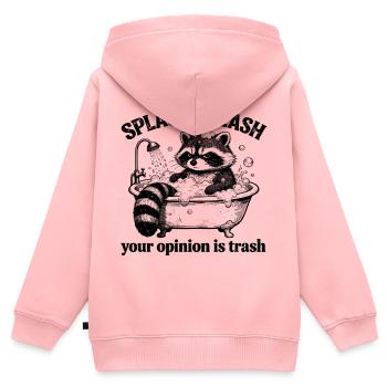 Raccoon - Splash Splash Your Opinion is Trash - Kids Premium Organic Zip-up Hoodie - rose - Back - AI Model Kid Female (0cm)