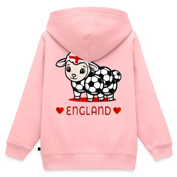 England Sheep - Football pour enfants - Sweat Premium à capuche zippé enfant bio - rose - Dos - AI Model Kid Female (0cm)