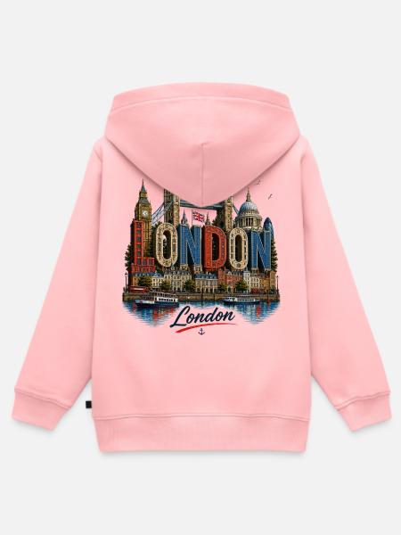 Londoner Mosaikbriefe - Kinder Premium Organic Zip Hoodie - Rosa