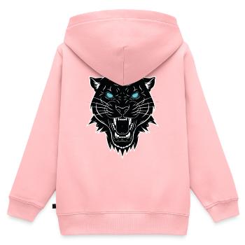 Panthère Noire Mascotte Logo Sport Gaming - Sweat Premium à capuche zippé enfant bio - rose - Dos - AI Model Kid Female (0cm)
