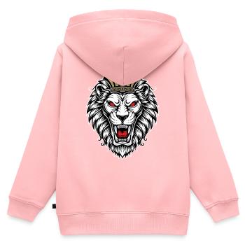 Lion Pharaon Égypte Mascotte Logo Sport Gaming - Sweat Premium à capuche zippé enfant bio - rose - Dos - AI Model Kid Female (0cm)