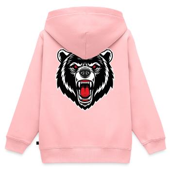 Ours Grizzly Mascotte Logo Sport Gaming - Sweat Premium à capuche zippé enfant bio - rose - Dos - AI Model Kid Female (0cm)