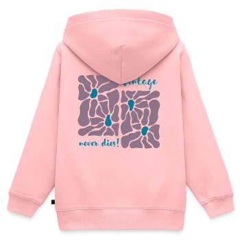 Le vintage reste éternel – un design fleuri rétro - Sweat Premium à capuche zippé enfant bio - rose - Dos - AI Model Kid Female (0cm)