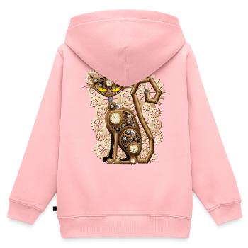Steampunk-Katze Mechanische Retro-Fantasie - Kinder Premium Organic Zip Hoodie - Rosa - Hinten - AI Model Kid Female (0cm)