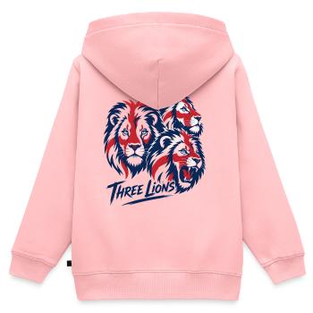 Équipe de football des Trois Lions en Rouge, Bleu Blanc - Sweat Premium à capuche zippé enfant bio - rose - Dos - AI Model Kid Female (0cm)